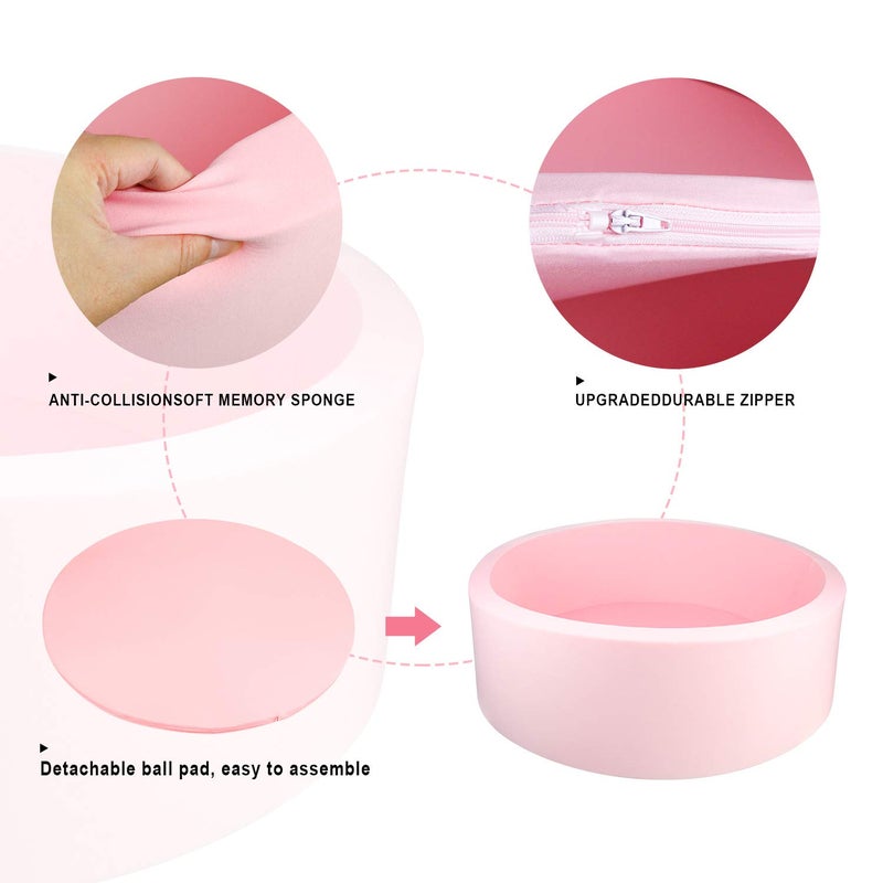 TRENDBOX Memory Foam Sponge Indoor Round Ball Pit (NO Balls) for Toddler Children (Light Pink) - Image 3